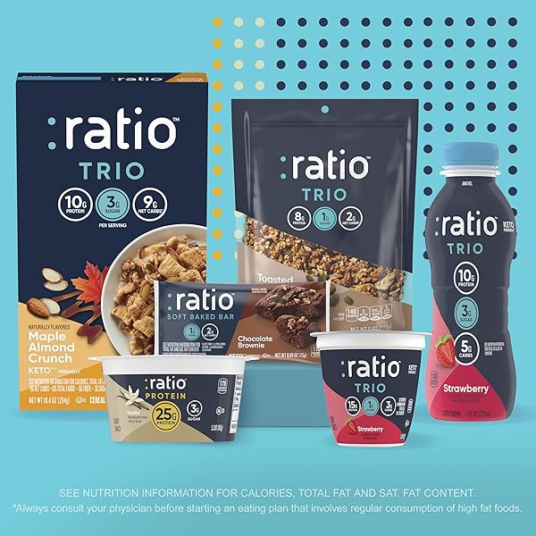 RATIO SOFT BAKED BARS, CHOCOLATE BROWNIE, 1G SUGAR, KETO FRIENDLY, 5.34 OZ (6 BARS)