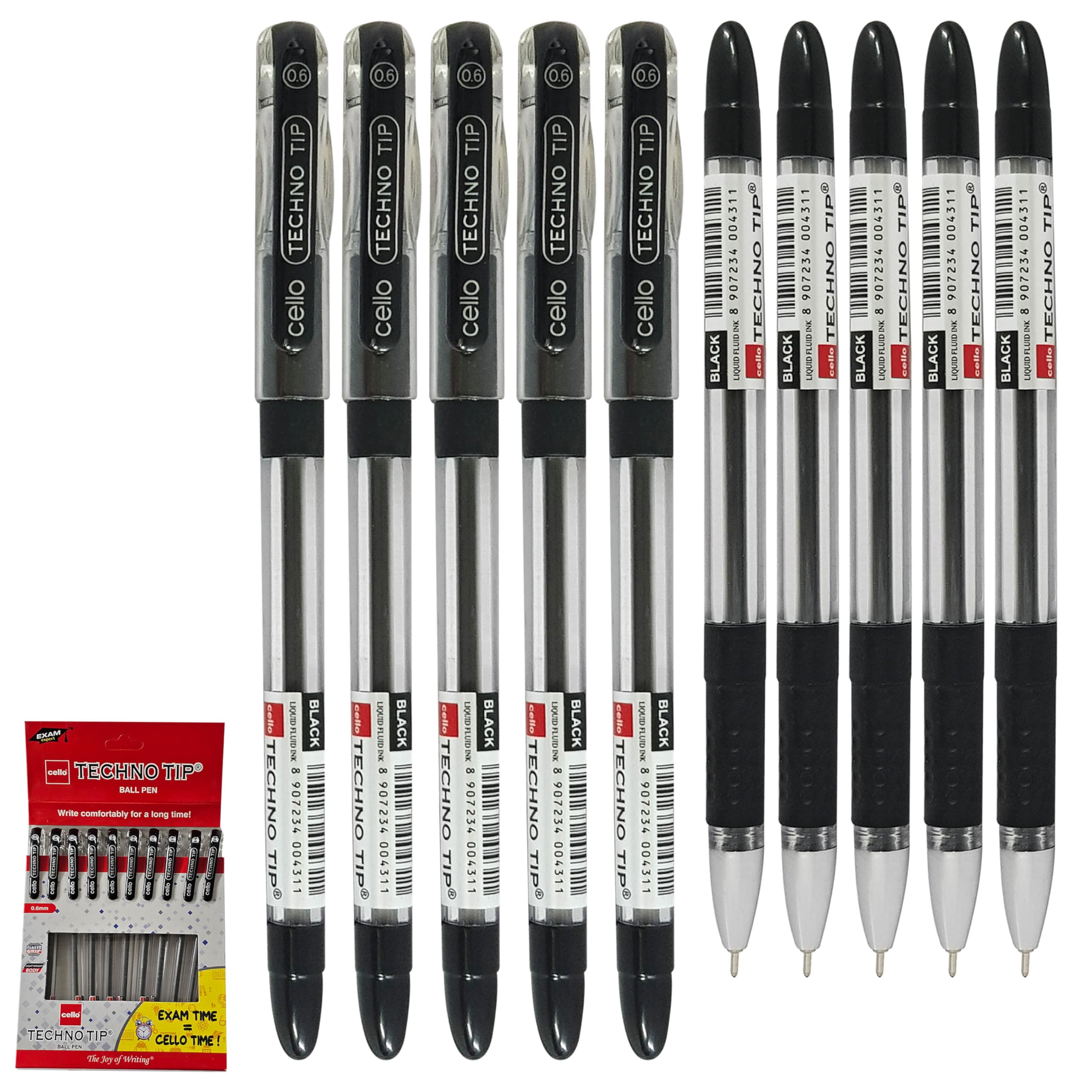 Ballpoint Pens, CTECH Stick Pens, BLACK, Fine Point 0.6mm, Pack of 10, Smooth Fine Ball Pens, Ideal For Office School Home Everyday Use, iVAIDEX Black Ball Pen