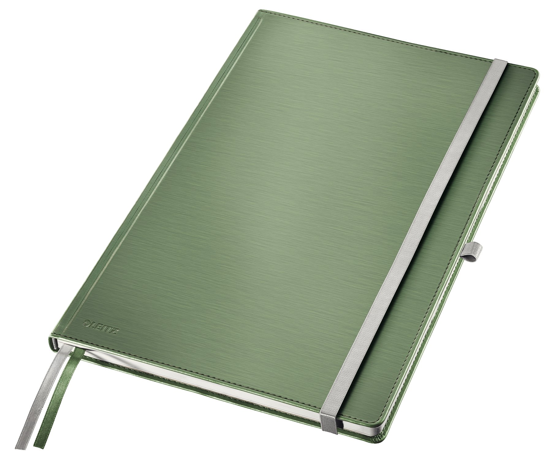Leitz A4 Hard Cover Notebook, Ruled with 2 Textile Page Markers, 100 gsm Ivory Paper, Style Range, Celadon Green, 80 Sheets