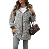Nartaseri Women's Fuzzy Sherpa Fleece Zip-Up Hooded Jacket with Pockets | 100% polyester, full front zipper, ribbed cuffs, sizes S&ndash;5XL, machine washable, and casual fall and winter outerwear