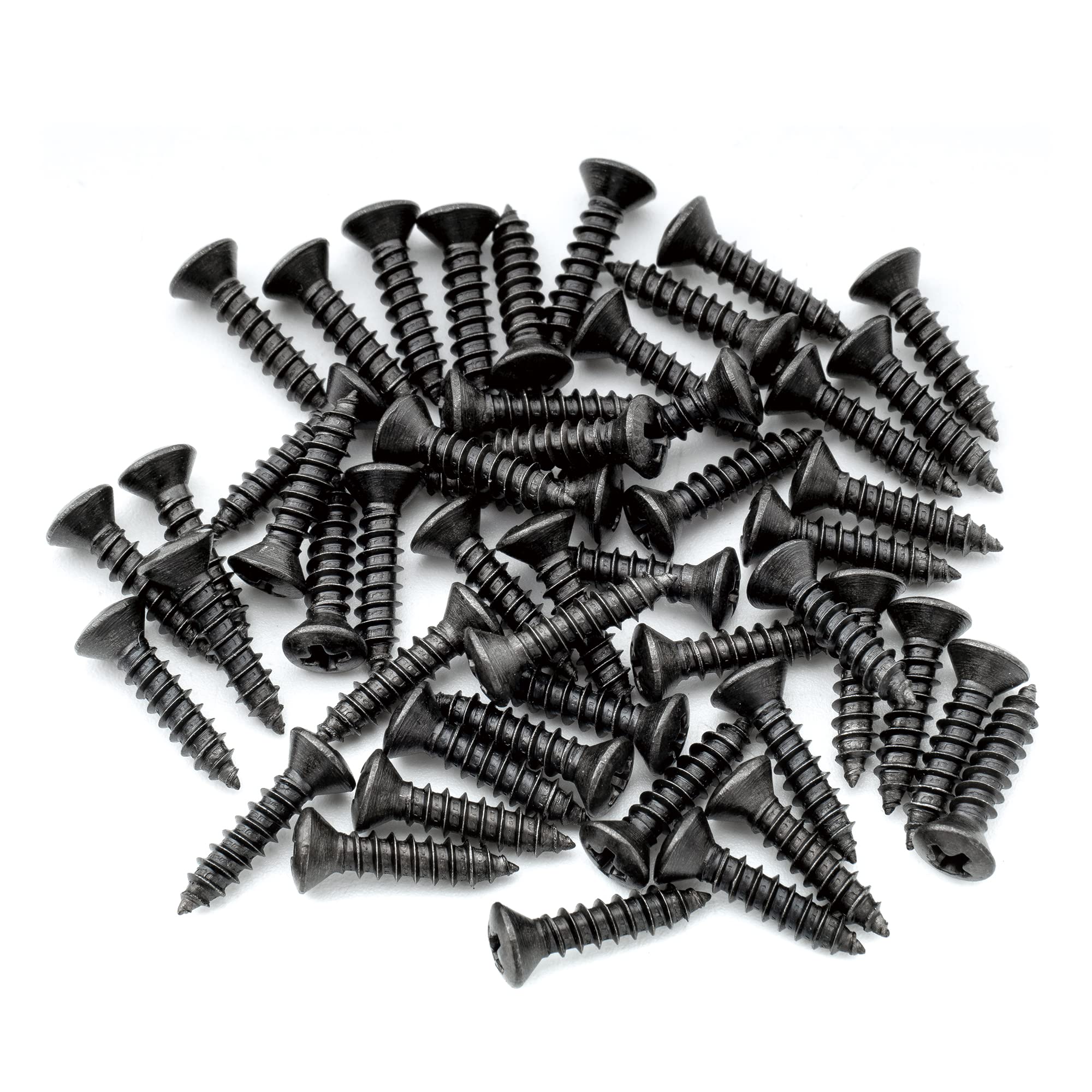 Musiclily Ultra 3x12mm Stainless Steel Pickguard Countersunk Mounting Screws for Fender Strat Tele Style Electric Guitar or Bass, Black (Set of 50)