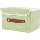 SnYuGr Small Storage Bin with Lid Storage Boxes,Collapsible Linen Storage Basket Container with Lid Storage Cube for Organizi