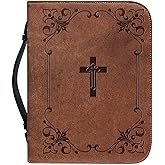 Talayituse Bible Cover for Women and Men - PU Leather Case, Bag, Tote, Book Carrying Case - Christian Accessories