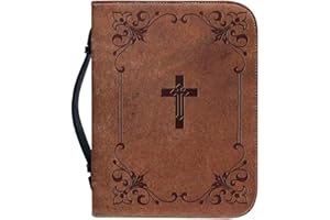 Talayituse Bible Cover for Women and Men - PU Leather Case, Bag, Tote, Book Carrying Case - Christian Accessories