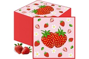 50PCS Strawberry Napkins Fruit Theme Disposable Cocktail Napkins Berry Sweet Baby is on the Way Decorations Strawberry Napkin