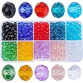 Guoxin 700Pcs Briolette Crystal Glass Beads Faceted Assorted Colors Spacer Beads for DIY Bracelets Crafts Jewelry Making with Box (6MM, Briolette)