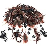 GuassLee 150pcs Realistic Bugs Plastic Fake Bug Trick Toys Insects Halloween Prank Toy Bugs Cockroaches Spiders Worms Centipe
