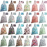Eccliy 24 Pieces Reusable Grocery Bags Polyester Shopping Bags for Groceries Multi Colors Reusable Foldable Shopping Tote(Animal Style)