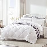 SLEEP ZONE Queen Comforter Duvet Insert, Down Alternative Reversible Comforter, Lightweight, Soft and Breathable Bedding All Season, Diamond Quilting White