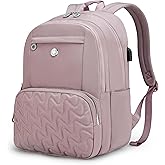 Swissdigital Design Backpack for Women, 15.6 inch Laptop College Pink Medium Simple Modern Backpacks for School with USB Charging Port for Womens Girls | SD1711-82