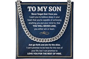 FG Family Gift Mall To My Son From Mom, Son Gifts From Mom and Dad, Mother and Son Necklace, Birthday Gift For My Son Graduation Christmas Cuban Link Chain Necklace Present