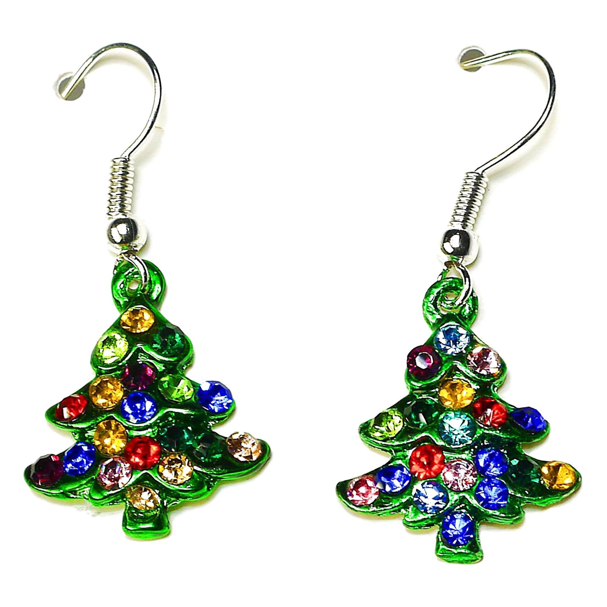 Crystal Rhinestone Christmas Tree Stud Dangle Earrings Womens Girls Christmas Jewellery Christmas Party Secret Santa Present