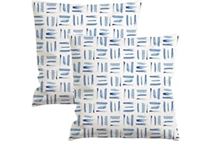 Yaofavo Outdoor Throw Pillow Covers ONLY, 18x18” Fade-Resistant Patio Square Cushion Cases Decorative Throw Pillowcase Shell for Couch Patio Garden Furniture Use - Blue Watercolor Bricks
