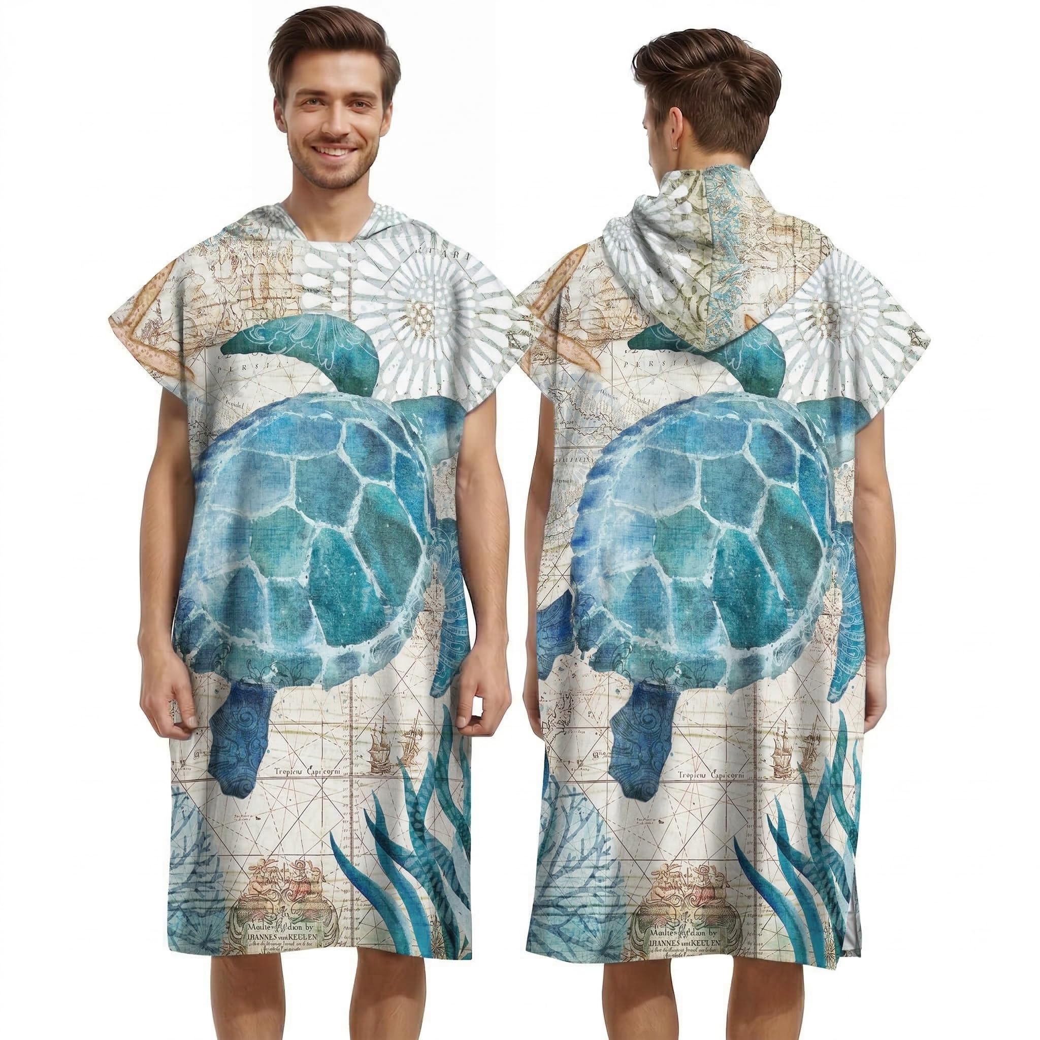 LOMTRATS Quick-drying Surf Poncho, Changing Towel, Bathrobe, Sports Towels for Swimmers,Hoodie for Adults,Swimming,Beach,Surfing,Diving,Bathing（Adult-M）