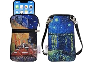 Tainada Neoprene Universal Cell Phone Double Zipper Sleeve Pouch Case Carrier Bag for Men Women w/Crossbody Strap/Neck Lanyar