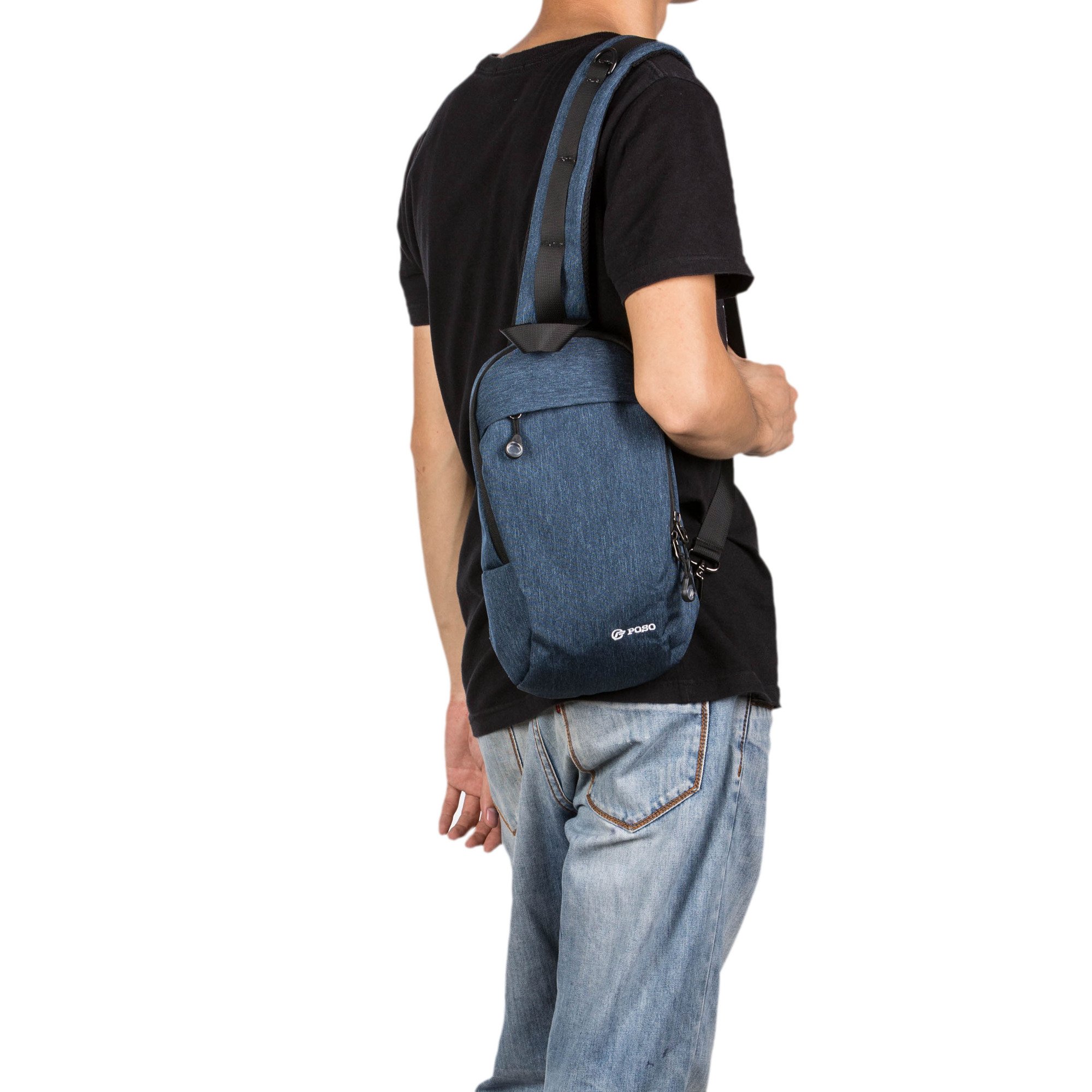 Bolso de Pecho Hombres Sling Crossbody Bolsa Ciclismo Senderismo Saco Satchel al Aire Libre Casual triángulo Paquetes Mochilas Cruzadas-Azul