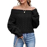 ZAFUL Women V Neck Button Knit Crop Sweaters Batwing Sleeve V Back Ribbed Hem Pullover Sweater