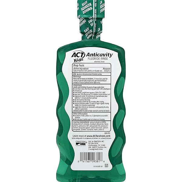 ACT KIDS ANTICAVITY FLUORIDE RINSE WILD WATERMELON 16.9 FL. OZ. ACCURATE DOSING CUP, ALCOHOL FREE