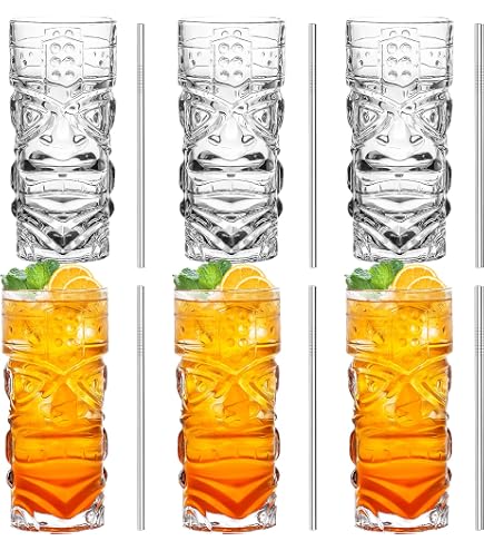 Verre Paille Verre Ananas Cocktail Verres Cocktail Ananas 480ml - Lot De 4 Avec Pailles - Design Fun Verres à Pailles En Verre Verre Borosilicate Avec Paille