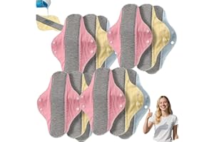 Reusable Leak-Proof & Waterproof Washable Incontinence Pads, Reusable Graphene Menstrual Pads, Pure Cotton, for Elderly Care & Mobility Support, Feel Secure, Dry, and Comfortable (12 PCS)