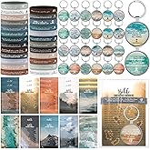 Cunno 25 Set Easter Christian Gifts Scripture Religious Bracelets Bible Engraved Keychains Emergency Numbers Prayer Bookmark