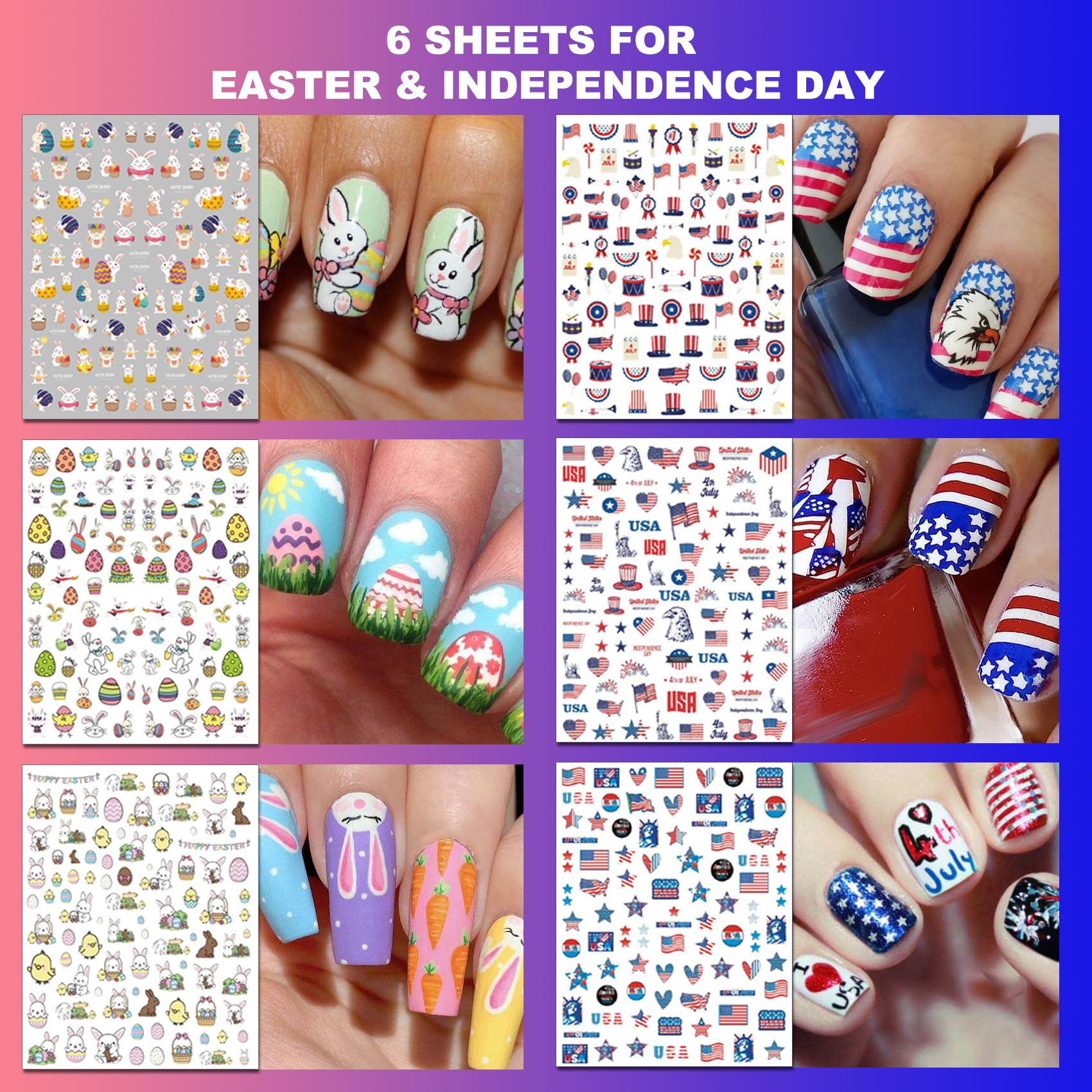 IDDFEVE 30 Sheets 8 Holiday Nail Art Stickers, Variety Pack All Season Nail Decals for All Year, Self-Adhesive Pegatinas Uñas 4th of July Halloween Fall Christmas Valentine St. Patrick's - Image 2