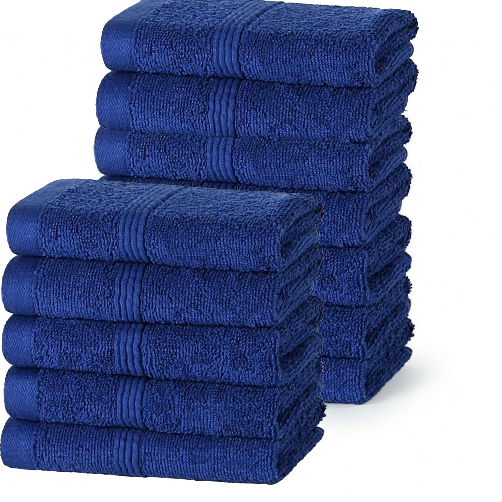 DARWEN STAR 100% Cotton 12 pcs Face Cloth, Highly Absorbent & Soft, 500GSM Egyptian Flannel towels, 30 x 30 Cm, Bathroom- Kitchen - GYM Multipurpose Cotton Towels (Navy Blue)