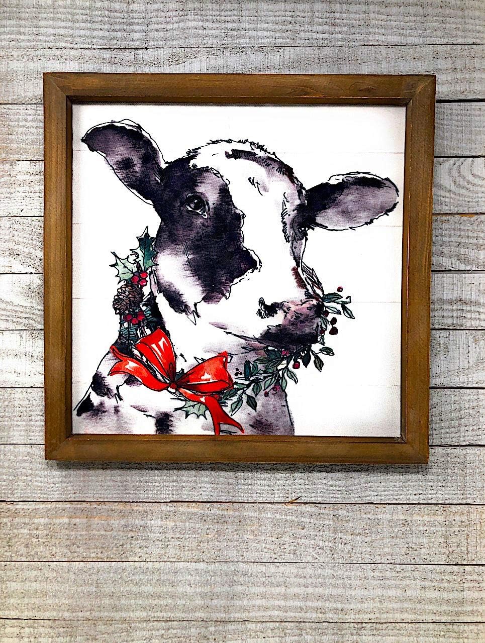 cow painting on wood