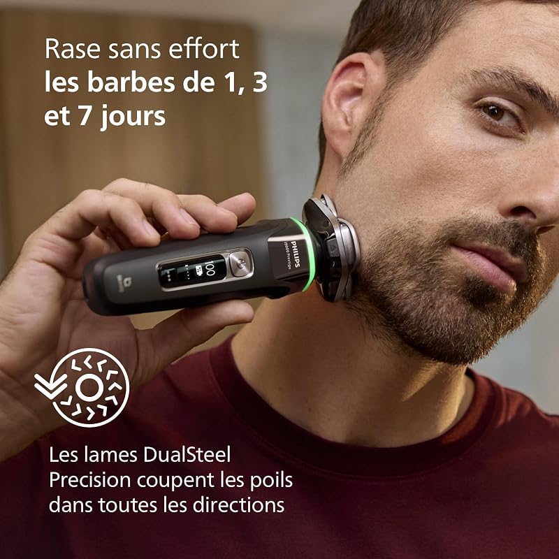 Rasoir i9000 Prestige, Rasoir électrique sec et humide, Avec technologie Skin IQ, Système Triple Lift & Cut, Lames Dual SteelPrecision rotatives à 360°, Pod à nettoyage rapide, XP9207/30