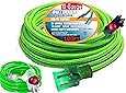 100 ft 10 Gauge Extension Cords 10 3 Contractor Grade 100' 10 Gauge Power Extension Cord 10/3 Plug,Extension Cord with Lighted Ends (100 ft 10 Gauge, Green)