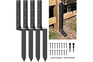 AKINGKONG Fence Post Repair Kit - Thickened 11-Gauge Steel Anchors & Stake for Broken/Leaning 4x4/6x6 Wood Posts (One-Piece, 