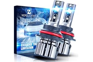 N NORDLICHTER 9007 Bulbs, 600% Brighter 9007 Fog Light 6500K Xenon White Extremely Super Bright Plug & Play with Cooling Fan