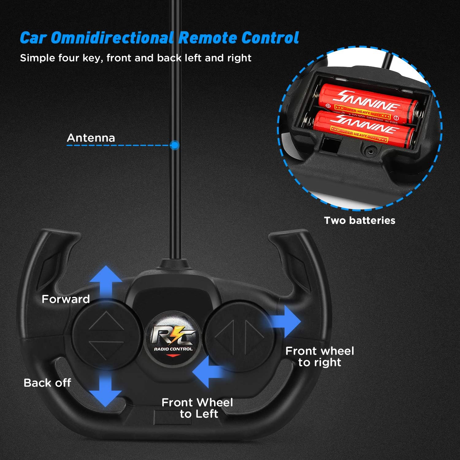 Remote Control Car - 1/16 Scale Electric Remote Toy Racing, with Led Lights High Speed RC Toy Car for Kid 3 4 5 6 7 8 9 Year Old Boys and Girls (Blue): Toys & Games