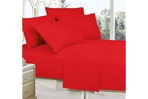 CELINE LINEN Best, Softest, Coziest Bed Sheets Ever! 1800 Premier Hotel Quality Wrinkle-Resistant 4-Piece Sheet Set with Deep Pockets, King Red