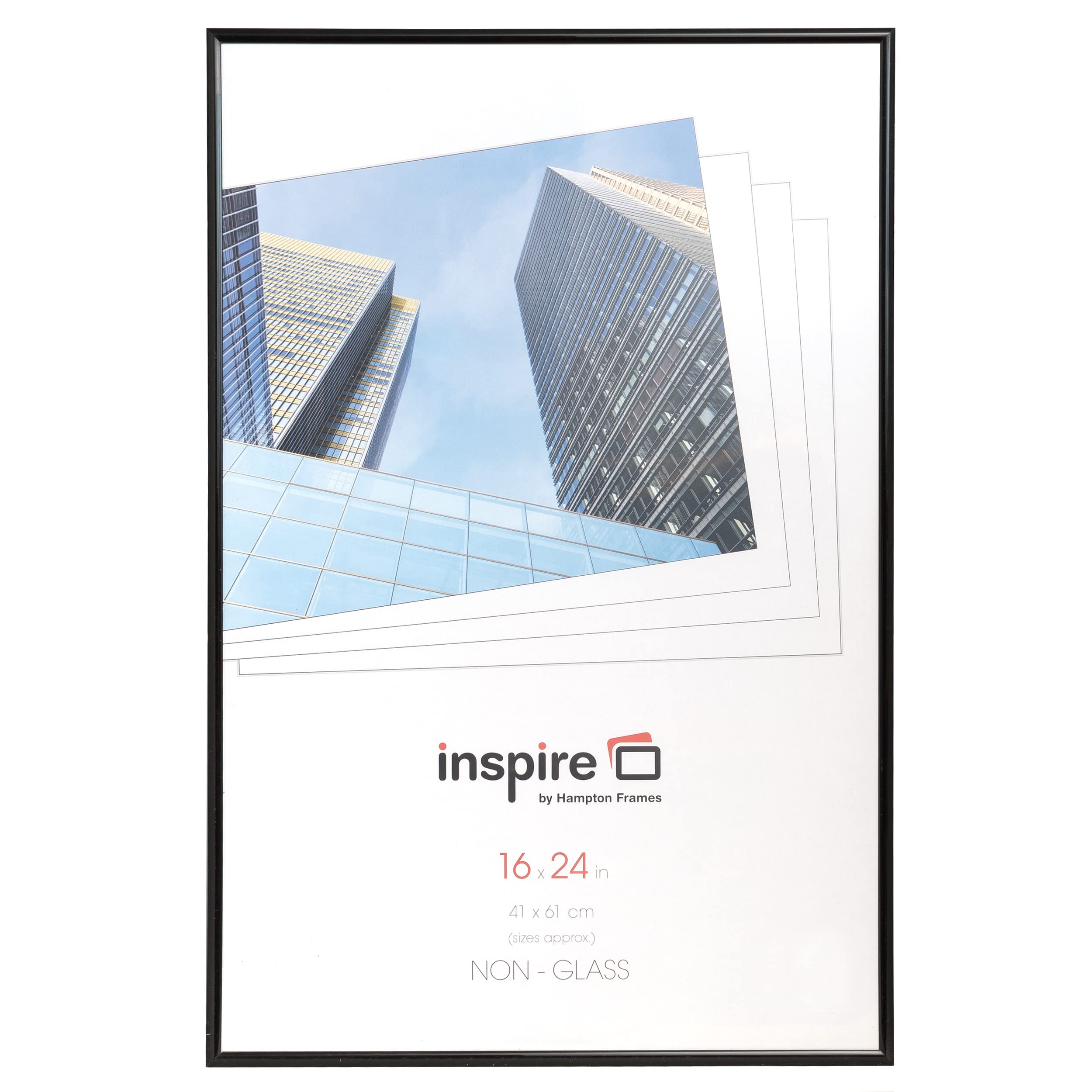 Hampton Frames BACKLOADER Poster Certificate Photo Frame Acrylic Black 16x24 (40x60cm) BLR1624BKP