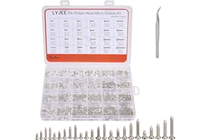 LYJEE 1100Pcs Nickel-Plated M1.2,M1.4,M1.5,M2 Round Pan Head Tapping Screws Laptop Notebook Computer Screws Kit,Phillips Small Screw Set for Electronic Repair (1100pcs)