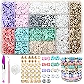 MIIIM Pastel Clay Beads Kit for Bracelets Making, Heishi Beads, Clay Charms and Gold Spacer for Jewelry Making, Friendship Bracelet Kit for Crafts, Concert, Raves, Gifts