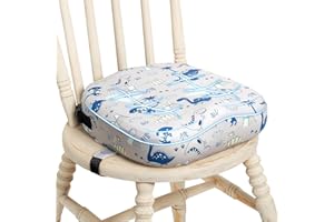 JOYPONY Toddler Booster Seat for Dining Table, 4 inch Ergonomic Design Dining Chair Heightening Cushion Portable Dismountable Eating, Washable Kids Toddler Booster Cushion, Adjustable Elasticity Straps (Star)