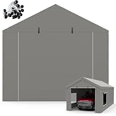 10x20 Carport Canopy Replacement Zipper Door, Grey 1 Pack (Door Panel Only) | Fits 10x20 FT Carport, Waterproof &amp; UV Protected, Easy Assembly with Ball Bungees