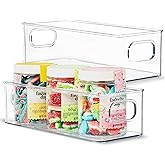 Plastic Food Storage Clear Container 2 Pack Bin with Handles for Organizing Kitchen, Pantry, Refrigerator, Freezer, Pantry, C
