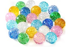 Ayfjovs 24PCS Glitter Bouncy Balls for Kids Party Favors, 32mm 6 Colors Rubber Bounce Balls Bulk, Easter Bag Filling, Easter Basket Stuffers
