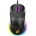 GUNMJO Gram DIY Honeycomb Shell Wired RGB Gaming Mouse, PC Gaming Mouse with 9 Buttons and Up to 10,000 DPI, Computer Mice for PC Gaming, Black Color