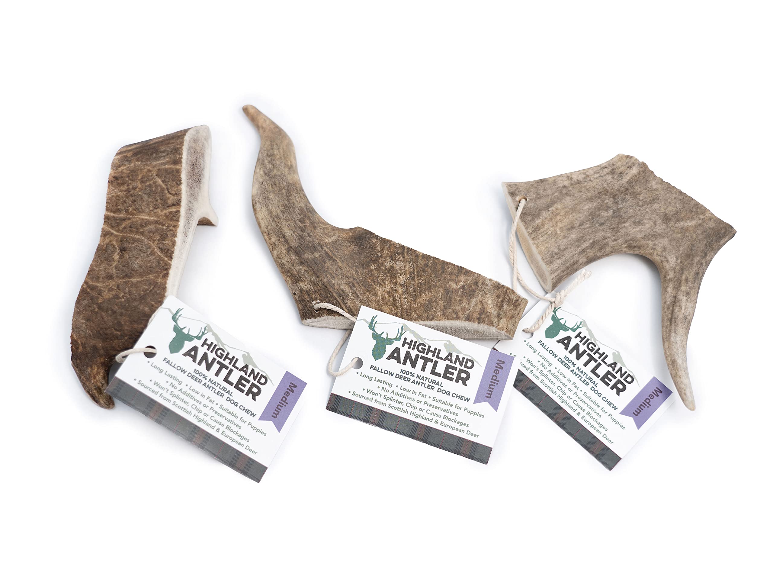 Highland Fallow Deer Antlers For Dogs Medium Pack of 3 Fallow Antler Chew