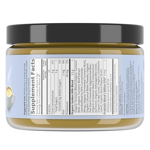 GARDEN OF LIFE ORGANICS GOLDEN MILK RECOVERY & NOURISHMENT POWDER – 44MG TURMERIC CURCUMIN (95% CURCUMINOIDS), ASHWAGANDHA – ORGANIC NON-GMO VEGAN & GLUTEN FREE HERBAL SUPPLEMENTS, 30 SERVINGS