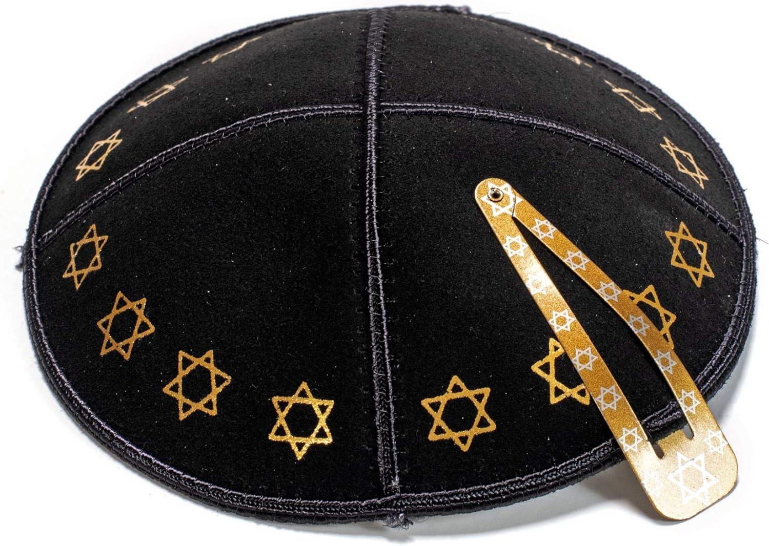 Black and Gold Leather Kippah Yarmulke Jewish Yamaka Kippa Israel Cap