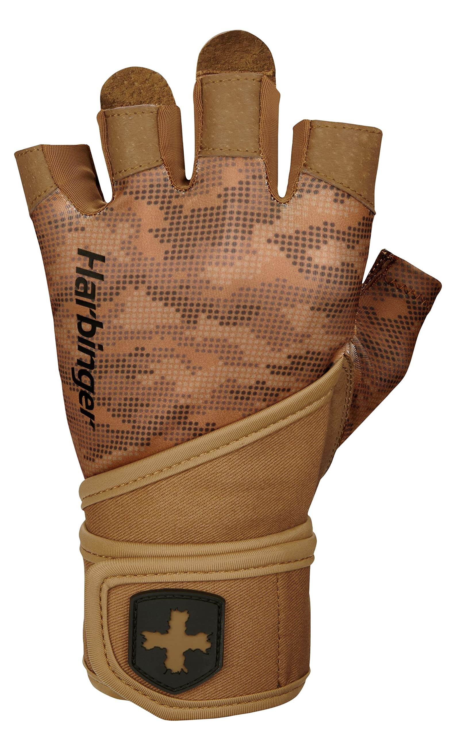 Photo 1 of Harbinger Pro Wristwrap Gloves 2.0 for Weightlifting, Training, Fitness, and Gym Workouts with Wrist Support - Men's Tan Camo X-Large