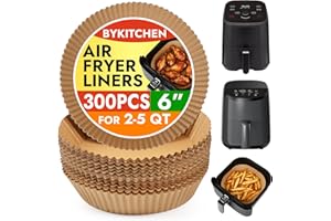 BYKITCHEN 300PCS Small Air Fryer Disposable Liners for 2 to 5QT Airfryer, Round Air Fryer Parchment Paper Liners, Compatible with Ninja AF101 4 QT, CHEFMAN 2 QT, Cosori 2.1QT, Dash 2.6 Quart & More