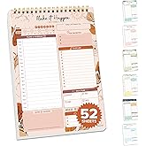 Decorably 52 Sheets Boho Celestial Undated Daily to Do List Notepad - 6.5x10" Spring-Bound Planner, Easy Tear-Off, for Schedule, Priorities, Agenda, Water Intake, Meals, Notes & Doodles - Home, Office