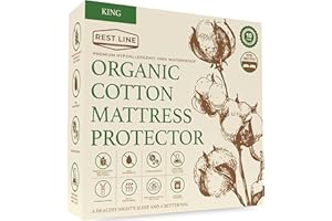 King Size 78x80” Premium Organic Cotton Waterproof Mattress Protector, 100% Cotton Top, Hypoallergenic, Cooling Mattress Pad 