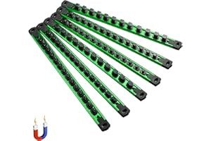 ALOANES 6-Piece Magnetic Socket Organizer, Heavy Duty Aluminum Socket Rails Organizer, 360° Swivel Clips Socket Holder Kit fo